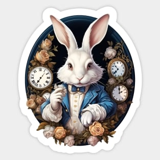White Rabbit Alice in Wonderland Watches and roses Sticker